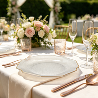 Assiettes en plastique rigide transparentes avec bordure dorée, texturées en relief, pour mariages, banquets, événements et fournitures de fête (vente en gros)