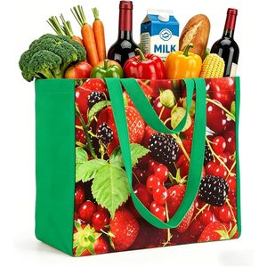 <b>Extra</b> <b>Large</b> Reusable Canvas Grocery Bag Heavy Duty Foldable 6 Pockets Multi Compartment Tote For Shopping - Product Image 1