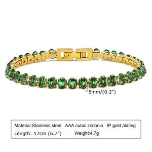 Fashion Anniversary <b>Bracelet</b> Gold Stainless Steel Tennis Chain Zircon <b>Bracelet</b> - Product Image 6