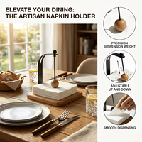 Porte-serviettes en bois massif avec bouton sphérique pour table à manger, cuisine, restaurant, café, porte-serviettes en bois