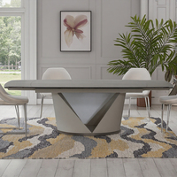 Table à manger moderne sur mesure, luxe léger, pieds en métal, plateau en céramique, verre trempé, pliable, extensible, utilisation hôtelière, grande taille