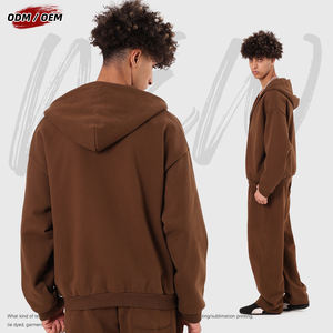 Sweat à capuche zippé YKK pour homme, 430 grammes, polaire chaud, coupe oversize, poche dissimulée, motif uni, pour l'hiver, service OEM disponible - Product Image 4