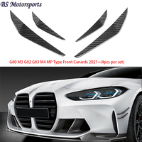 Canards de pare-chocs avant en fibre de carbone sèche style MP, ensemble de 4 pièces pour BMW G80 M3 G82 G83 M4 2021+, kit carrosserie sport aérodynamique
