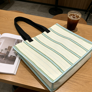 Large <b>Canvas</b> <b>Tote</b> Bag 45x36x10cm Striped Printed <b>Canvas</b> Shopping Handbag Printed Logo Grocery Bag - Product Image 2