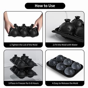Nouveauté plateau à boules <span class=keywords><strong>de</strong></span> glace en forme d'étoile 3D avec couvercle <span class=keywords><strong>Whisky</strong></span> sans BPA grand moule à boules <span class=keywords><strong>de</strong></span> glace en silicone à 6 cavités avec entonnoir - Product Image 3