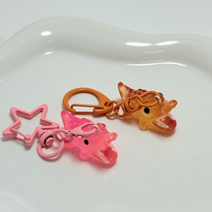 Porte-clés en résine transparente en forme de mini-alligator de dessin animé, breloques crocodile, mousqueton étoile, anneau porte-clés, décoration animale Kawaii, vente en gros - Product Image 3