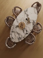 Hochwertiger Esstisch im Tropfenstil für Zuhause, Modernes Minimalistisches Design, Wasserfester und Fleckenresistenter Naturstein-Marmor-Esstisch