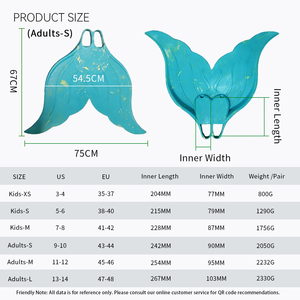 ホットセール！新登場！プロ仕様の丈夫なシリコン製マーメイドモノフィン、子供と大人のためのトレーニングダイビングフィン、在庫あり - Product Image 5