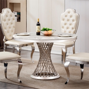 47" <b>Round</b> Marble Top <b>Dining</b> <b>Table</b> Luxury Modern Design Durable Eco-Friendly <b>Dining</b> Room Furniture for Home Hotel Restaurant Use - Product Image 6