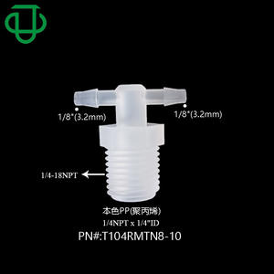 Raccords en T de type T filetés mâle 1/4 NPT de haute qualité, en plastique PP, pour tuyauterie de fluides à usage médical - Product Image 2