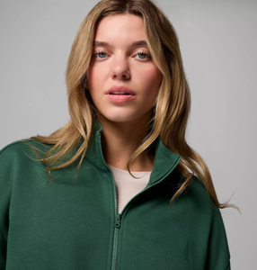 OEM Custom Logo Winter Green <strong>Women's</strong> <strong>Half</strong> <strong>Zip</strong> Fleece Pullover <strong>Sweatshirt</strong> 50% Cotton 50% Polyester 340gsm <strong>Sweatshirt</strong> for <strong>Women</strong> - Product Image 2