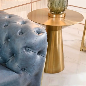 Table en acier inoxydable simple et fraîche populaire chaude Accent de mode Table basse Table ronde Meubles en marbre - Product Image 2