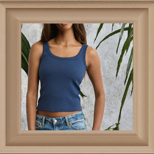 Women's Solid Ribbed Sleeveless Tank <b>Top</b> Scoop Neck Casual Breathable Knitted Crop <b>Top</b> - Product Image 2