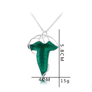 Collier feuille d'elfe du Seigneur <span class=keywords><strong>des</strong></span> <span class=keywords><strong>Anneaux</strong></span> en gros, série de films, chaînes de diamants mignonnes, bijoux de mode, pendentif pour unisexe - Product Image 6