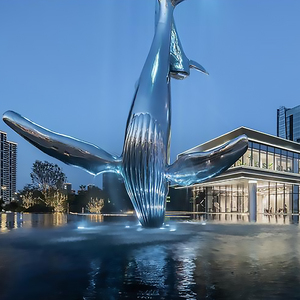 ประติมากรรมปลาวาฬเหมือนจริงทำจากสแตนเลส K474 งานศิลปะโลหะขนาดใหญ่ริมทะเล ของตกแต่งสวยงาม ภูมิทัศน์เมือง รูปปั้นสมัยใหม่ - Product Image 4