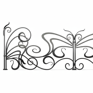 Élément forgé de feuilles de composant décoratif de porte en fer forgé pour la clôture extérieure de câble balustrade de câble noir - Product Image 1
