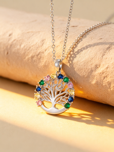 Elegante Collar con Colgante del Árbol de la Vida, Colorido, con Micro Pavé de Circones, Amuleto, Collar con Dije para Mujer, Regalo Romántico de Joyería Familiar - Product Image 4