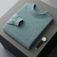 Pull tricoté pour homme 100 % laine respirant, fabriqué en usine (OEM/ODM), avec logo frontal, col semi-montant, 12GG, style décontracté et professionnel, collection automne
