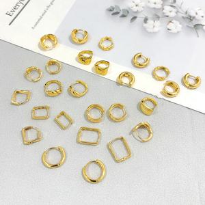 ต่างหูแบบห่วง Jxx Fashion ชุบทอง 18K สำหรับผู้หญิง ทำจากทองเหลือง รูปทรงบิดเกลียวรูปตัว C วัสดุหลักทำจากทองเหลือง - Product Image 2