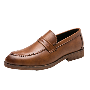Nuevos Zapatos Oxford de Cuero Genuino para Hombre, Transpirables, Casuales, de Verano y Otoño, Zapatos de Vestir Sin Cordones, Zapatos de Boda con Suela Plana de PU - Product Image 1