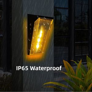 वाटरप्रूफ सौर लैंप सजावट बालकनी की बाड़ सीढ़ी स्ट्रीट लाइटें दीवार लैंप रंगीन लौ सौर उद्यान रोशनी आउटडोर - Product Image 3