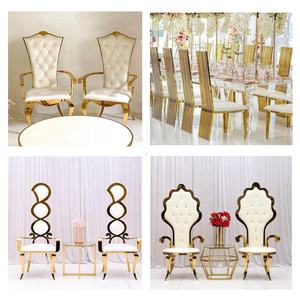 Oro inoxidable Hotel silla con respaldo Alto Rey silla novia novio boda trono sillas para boda - Product Image 4