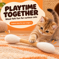 Jouet pour chat en feutre de laine en forme de coton-tige, 100% pure laine, bâtonnet à chat, plusieurs tailles pour la vente en gros