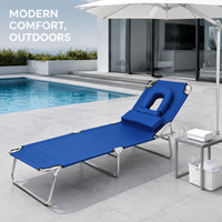 Chaise longue pliante avec dossier réglable et ouverture pour le visage, idéale pour bronzer au bord de la piscine, chaise longue de plage commerciale