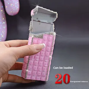 Étui à cigarettes rectangulaire fin en métal <span class=keywords><strong>pour</strong></span> <span class=keywords><strong>femme</strong></span> avec décoration en strass, ouverture automatique, 20 pièces, nouveau design de style chinois - Product Image 2