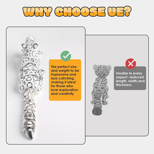 Animaux imprimés en 3D Léopard des neiges Créature Jouets imprimés en 3D flexibles pour le soulagement du stress et la décoration de bureau Cadeau unique - Product Image 3