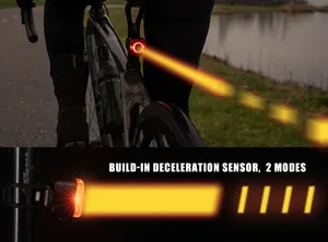 Onderdil lampu sepeda LED langsung pabrik, lampu belakang sepeda Sensor rem pintar