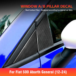 Garniture de pilier A/B de fenêtre de voiture en fibre de carbone <span class=keywords><strong>ES</strong></span> (lot de 6) Accessoires de décoration pour <span class=keywords><strong>Fiat</strong></span> <span class=keywords><strong>500</strong></span> Abarth 2012-2023 Pré Restyling - Product Image 3