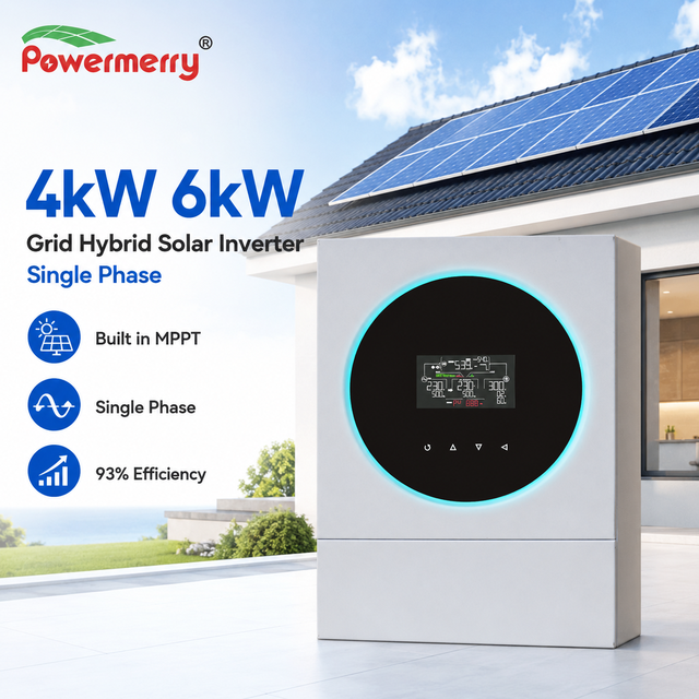 4kW 6kW Grid Hybrid Solar Inverter Single Phase Built in MPPT 93 Percent Efficiency for OEM Wholesale PV Project Supply Use