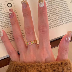 Nuovo stile cinese stile palazzo galleggiante smeraldo che scorre pillola stile Hip-hop anello paesaggio colore finestra decorazione di apertura fiore - Product Image 3