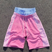 Short de jogging baggy en coton de haute qualité pour hommes surdimensionné Double taille rayé Streetwear été Anti-rides et écologique