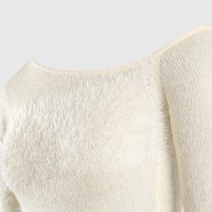 Vestido Elegante de Moda para Mujer, Color Sólido, Manga Larga, Suéter Esponjoso, Vestido Ajustado hasta la Rodilla - Product Image 6