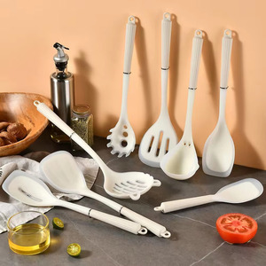 Food Grade Silicone <b>Kitchen</b> Utensil Set BPA-Free Nonstick Cooking Spatula Ladle Slotted Spoon Ergonomic Handle - Product Image 2
