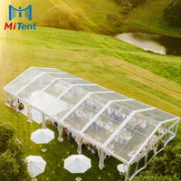 Tente de réception transparente 12x30 décorée pour mariage avec PVC transparent pour fête en plein air