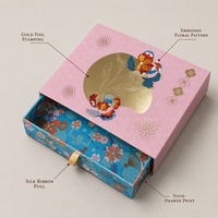 Boîte cadeau personnalisée en carton rose à motifs floraux avec gaufrage à chaud doré, logo personnalisé pour cosmétiques et cadeaux