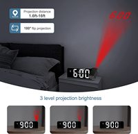 Meilleur vendeur, Projection numérique électrique, Mini alarme lumineuse, Table miroir, horloge LED avec projecteur de temps