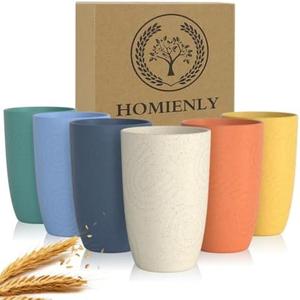 Gobelets en paille de blé Homienly Gobelets en plastique Gobelet incassable <span class=keywords><strong>Verres</strong></span> à <span class=keywords><strong>eau</strong></span> réutilisables allant au lave-vaisselle (<span class=keywords><strong>12</strong></span> OZ) - Product Image 1