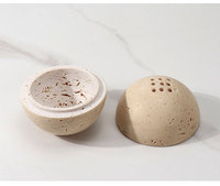 HZX marbre arabe décoration bouddha Ramadan Mubkhar brûleur mini travertin porte-encens boule de pierre brûleur d'encens en gros