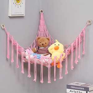 Multi Color Macramé Boho Tassels <span class=keywords><strong>Hamac</strong></span> Net Stuffed Storage Holder Hanging Toy Organizer Net Holder for Home Decor - Product Image 2