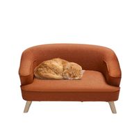 Canapé-lit pour animaux de compagnie confortable et surélevé en fibre de bois écologique, amovible, lavable, à motif uni, pour toutes les saisons
