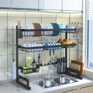 3 Tier Kitchen Draining Dish Rack Over Sink Dish Drying Rack Storage Shelf Vegetable Display Rack Tableware Utensils Holders