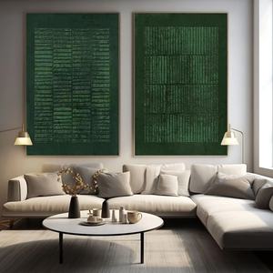 Cuadro Abstracto Grande Verde Wabi Sabi, Arte de Pared con Textura 3D Hecho a Mano en Lienzo Acrílico, Decoración Interior para Hotel o Tienda - Product Image 5