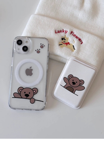 Custodia Magnetica Trasparente con Clip per Carte Rimovibile in TPU+PC, Modello Koala Marrone per <span class=keywords><strong>iPhone</strong></span> <span class=keywords><strong>11</strong></span> 12 13 14 15 16 <span class=keywords><strong>Pro</strong></span> Max - Product Image 6