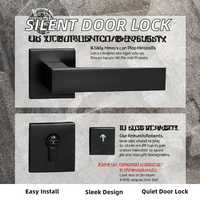Poignée de porte silencieuse de conception moderne Doorshine, serrure noire pour porte de chambre en bois, oxyde d'aluminium pur, intérieur, salles de bain, villas, facile