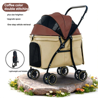 Poussette pour animaux de compagnie 3-en-1 détachable - Chariot léger et pliable pour chiens et chats avec poignée rotative, panier en maille et sac de rangement