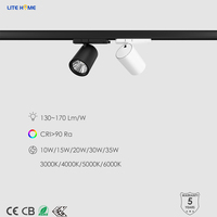Éclairage intérieur 3 phases 170lm/w Projecteur sur rail LED PC/Verre 4000K Certifié CE RoHS Économie d'énergie Utilisation commerciale et de détail
